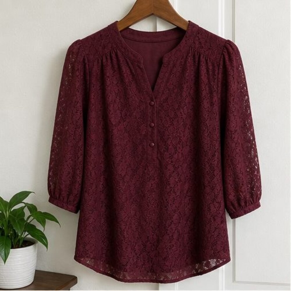 Burgundy Puff Sleeve Top